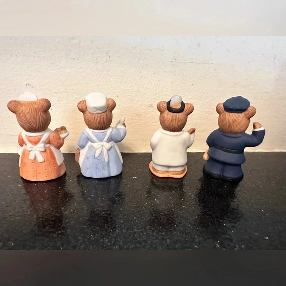 HOMCO Essentials Workers Porcelain Bears  #8805 Set Of 4 - Picture 4 of 5